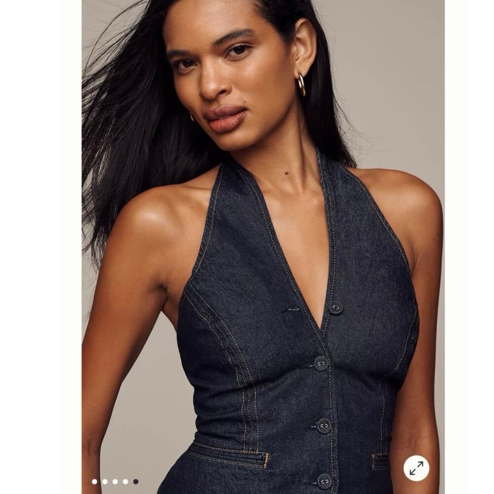 NWOT Reformation Tate Denim Top in Blue SZ 10 - Picture 4 of 7